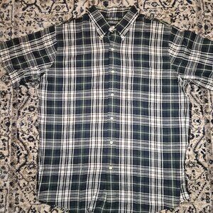 VTG 1990s Lands’ End Plaid Button Down Shirt Green Blue Mens L Dadcore Preppy